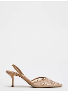 Embroidered Mesh Slingback Shoes